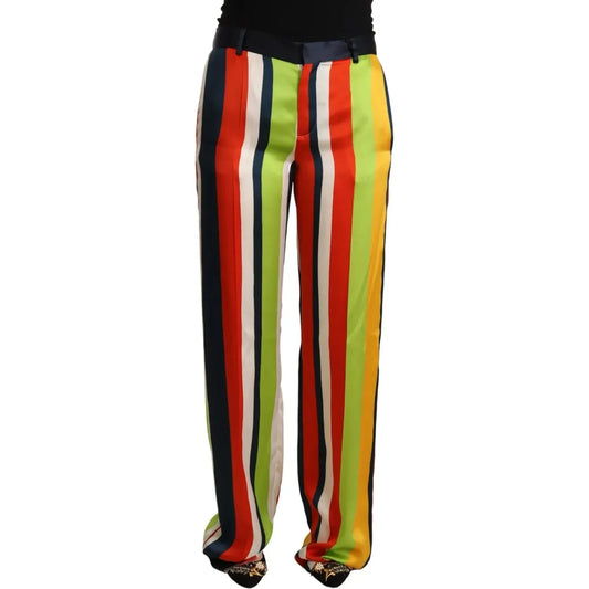 Dsquared² Multicolor Striped Mid Waist Straight Pants 1728,67345645728,Casual Pants - Pants - Clothing,Clothing,Dsquared²,IT42|M,Jeans & Pants - Women - Clothing,Material: Polyester,Multicolor,Pants - Clothing,Preowned / Defect,Women