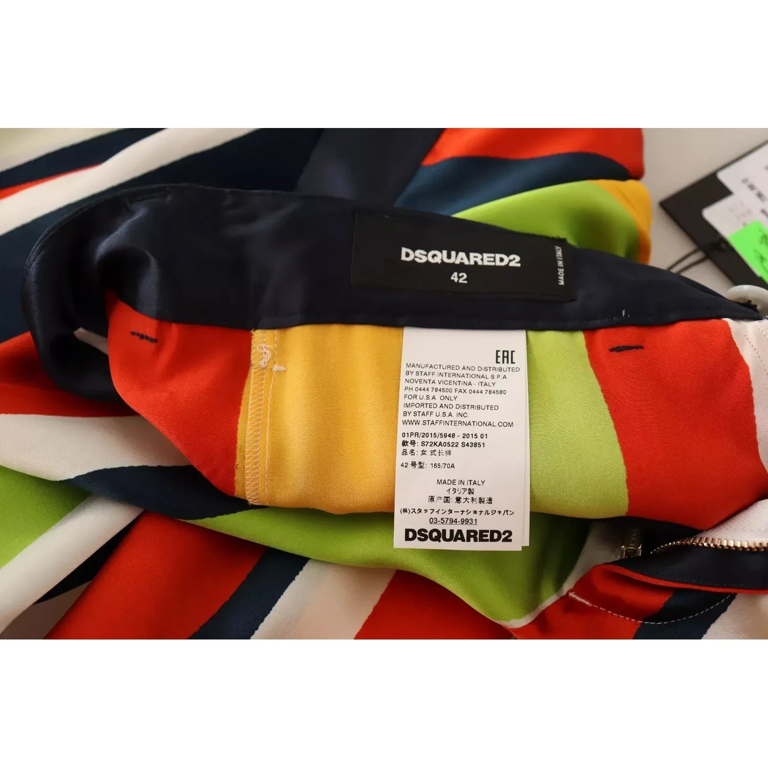 بنطلون مستقيم متوسط ​​الخصر مخطط متعدد الألوان من Dsquared²
