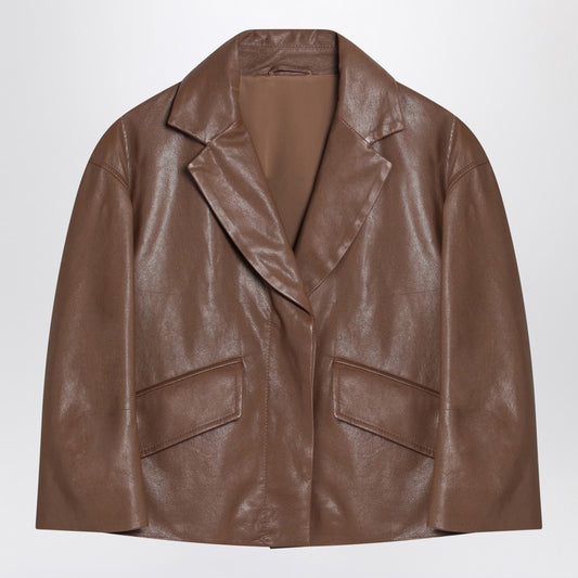 Brunello Cucinelli Brown cropped leather jacket