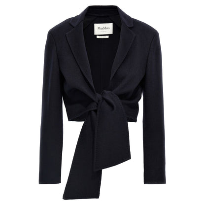Max Mara Blue Wool Full-Length Jacket