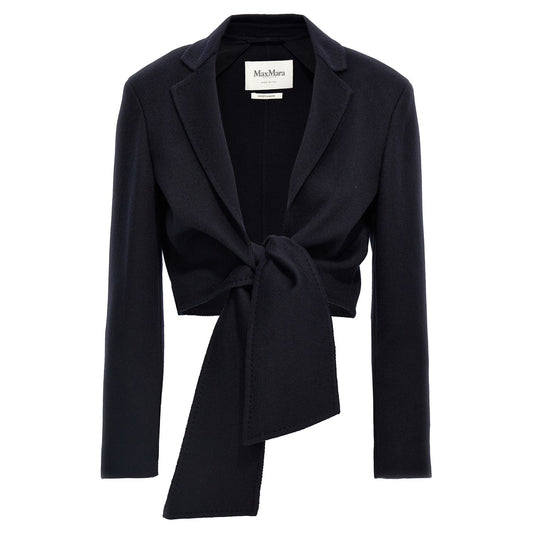 Max Mara Blue Wool Full-Length Jacket