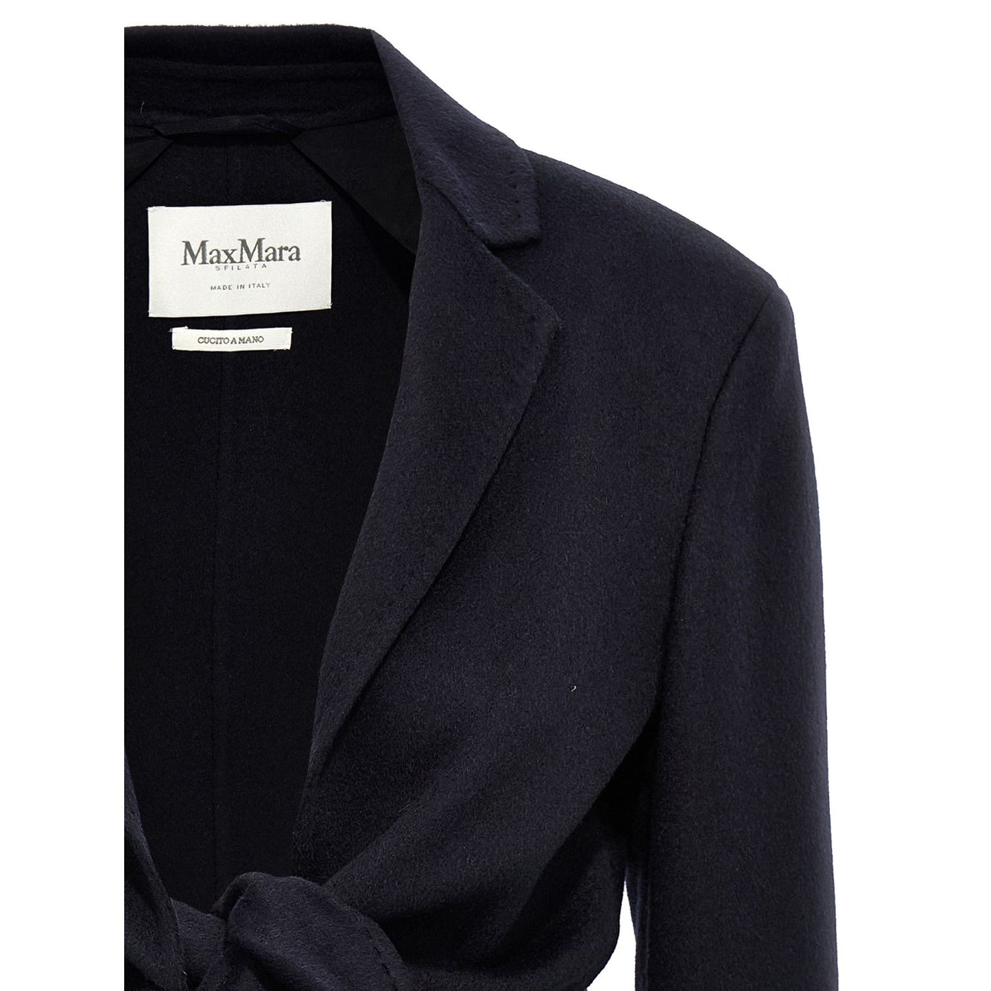 Max Mara Blue Wool Full-Length Jacket