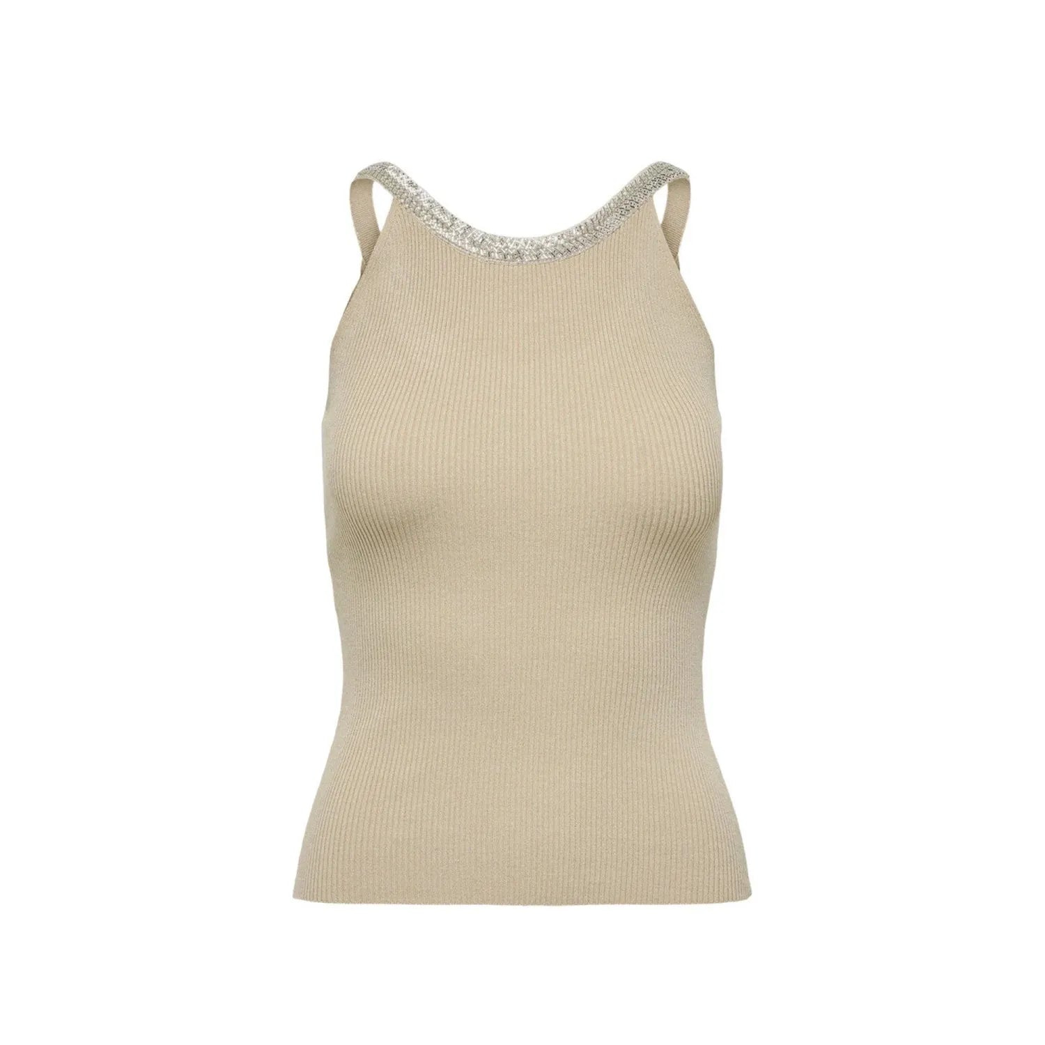 Only Beige Nylon  Elastane Tank Tops