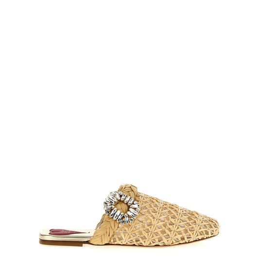 Roger Vivier Beige Raffia Mules