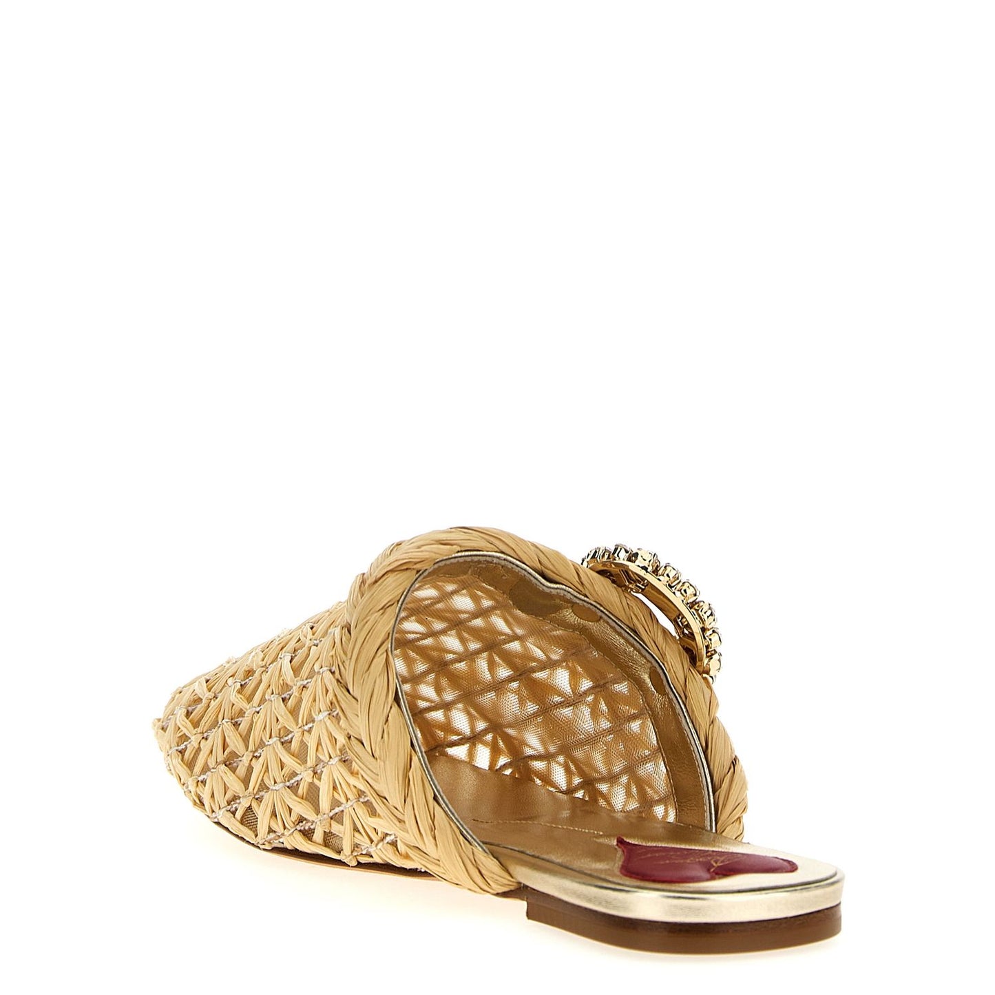 Roger Vivier Beige Raffia Mules