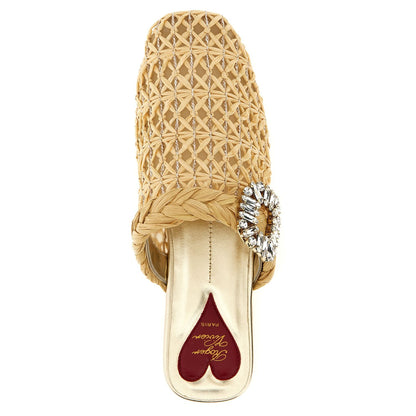 Roger Vivier Beige Raffia Mules