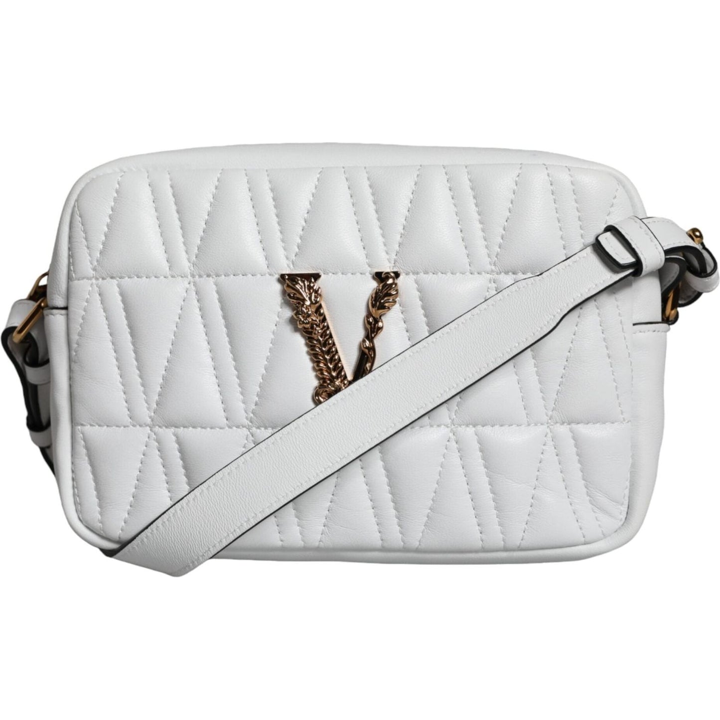 Versace White Quilted Nappa Leather Crossbody Shoulder Bag BAG1609