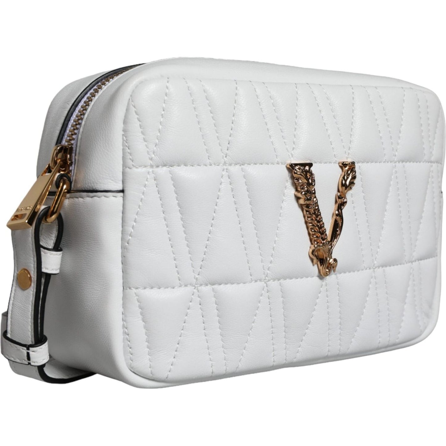 Versace White Quilted Nappa Leather Crossbody Shoulder Bag BAG1609